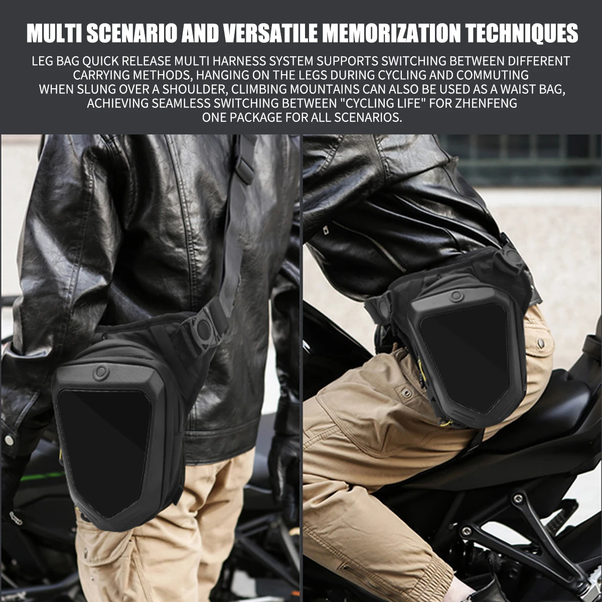 Motorcycle LED Screen Display Leg Bag Drop Leg Side Bag Waterproof Ride Cycling Biker Waist Bag APP Control Pattern Fanny Pack