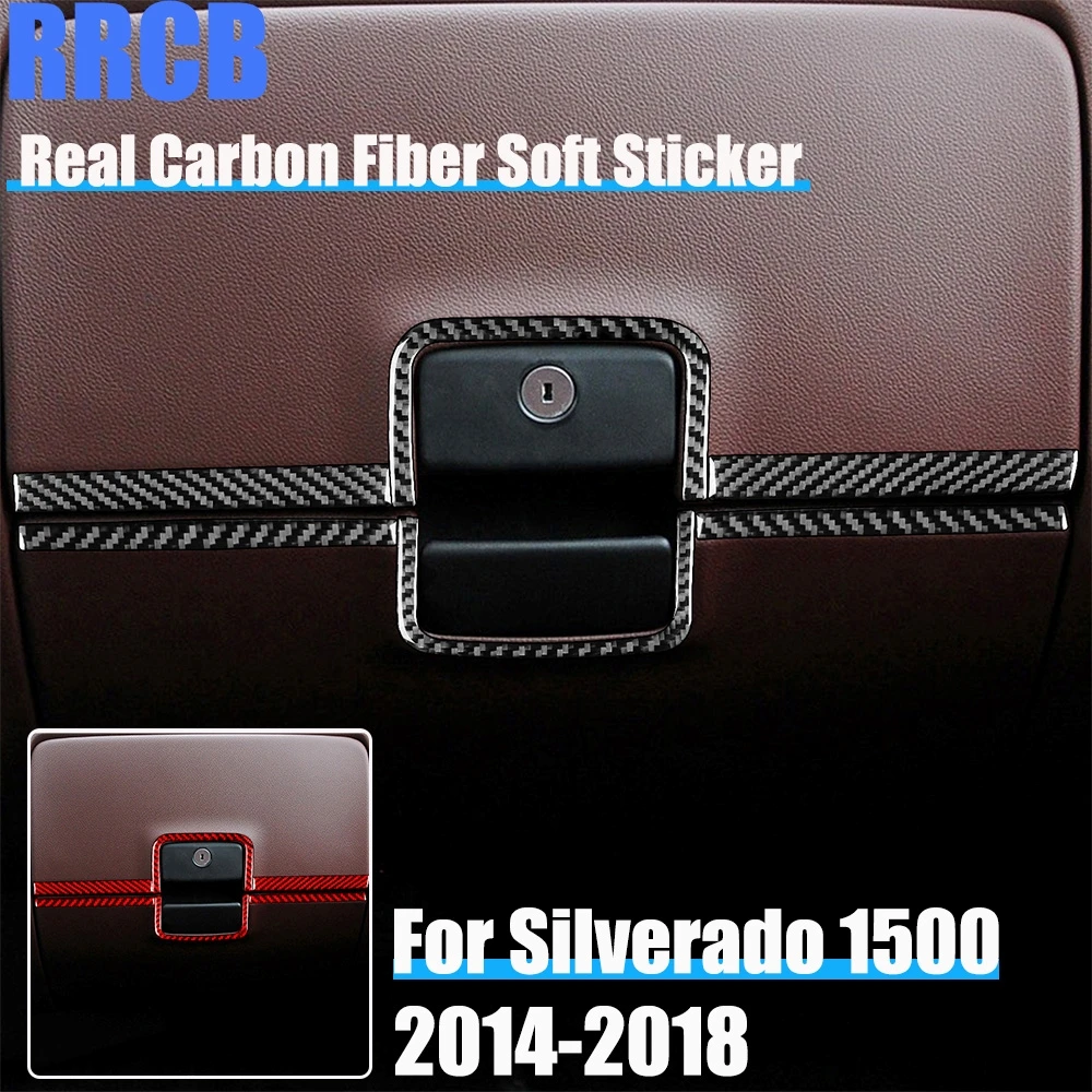 

Carbon Fiber Car Accessories Glove Storage Strip Soft Cover Sticker For Chevrolet Silverado 1500 For GMC Sierra 1500 2014-2018