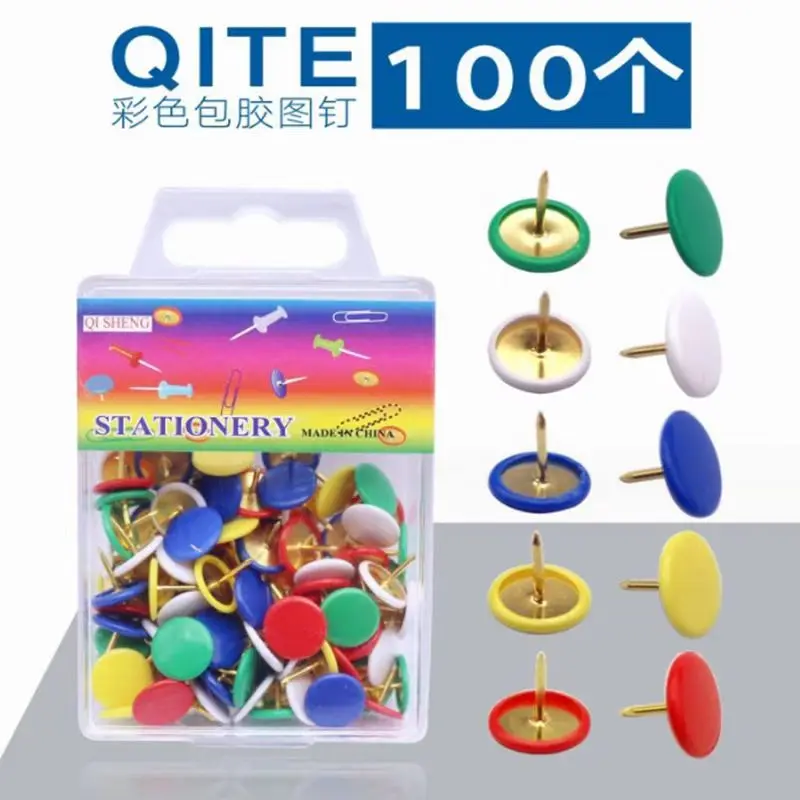 100pcs Color Push Pins Decorative Multi Functional Flat Headed Thumbtacks Pin Wall Decoration Thumbtacks Photo  Office School