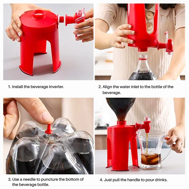 AD-Soda Dispenser Fizz Dispenser Drink Dispenser Water Dispenser Party Cola Sprite, Red