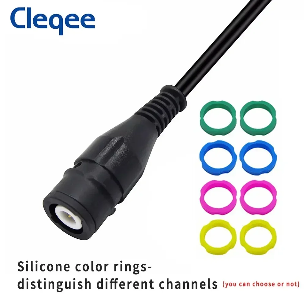 Cleqee P1205 Safety BNC Male Plug to Dual Alligator Clips RG58 Coaxial Cable Crocodile Clamp Oscilloscope Test Lead 120CM