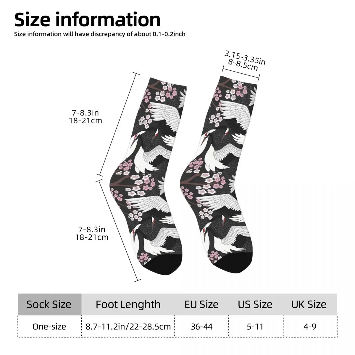 Japanese Cranes Sock Printed Man Polyester