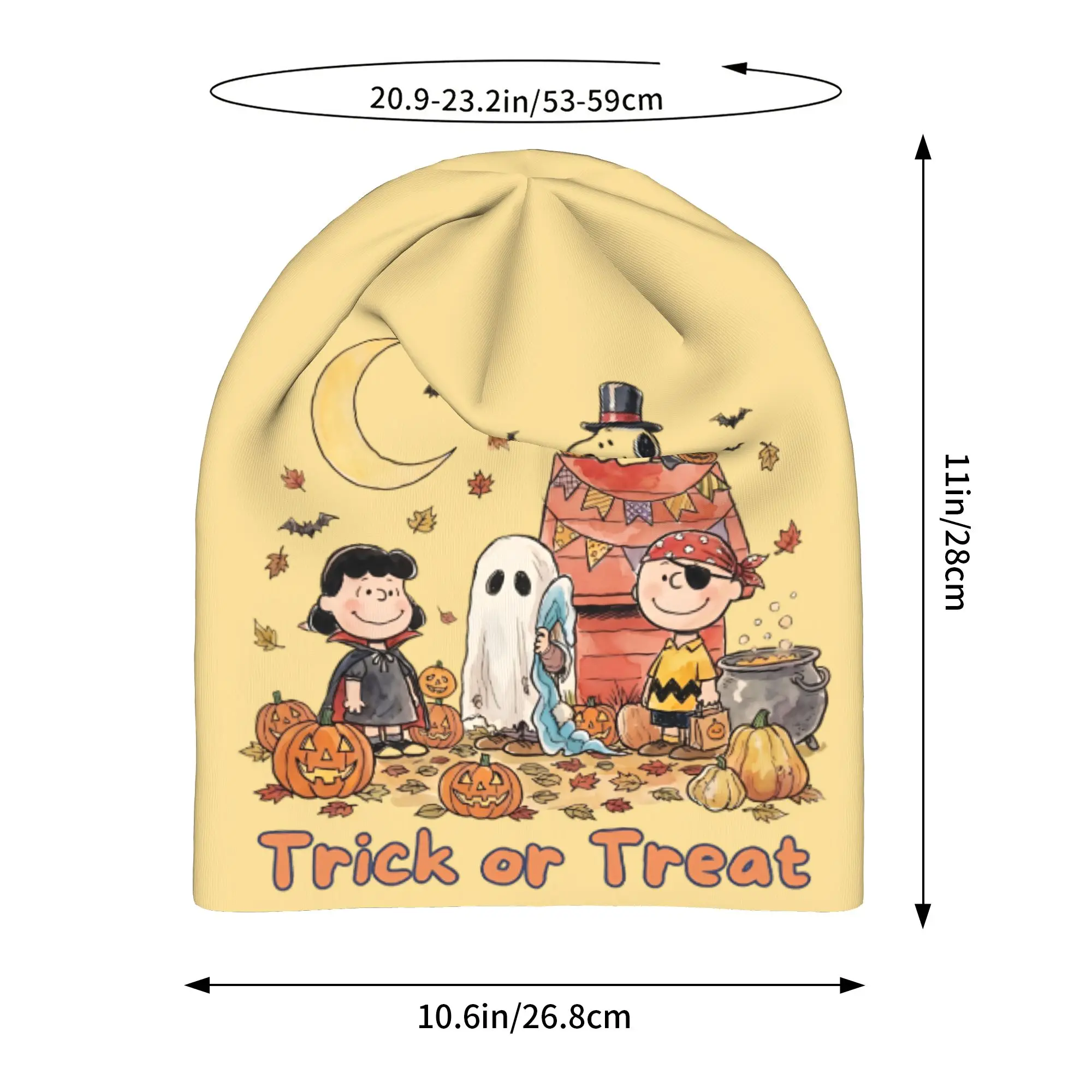 Lightweight snoopyes halloween pumpkin Trick or treat Slouchy Beanie for Men Women Sleeping Skull Cap
