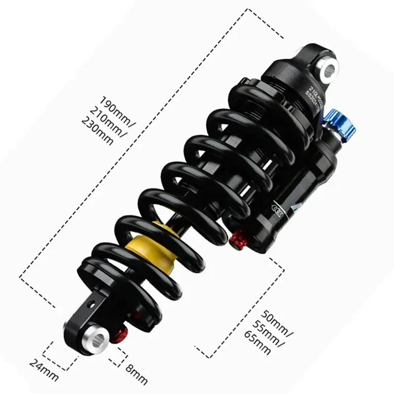 Rear shock absorber 190mm 210mm 230mm Bicycle suspension MTB compression spring for Downhill Motorcycle Bike Rebound absorber