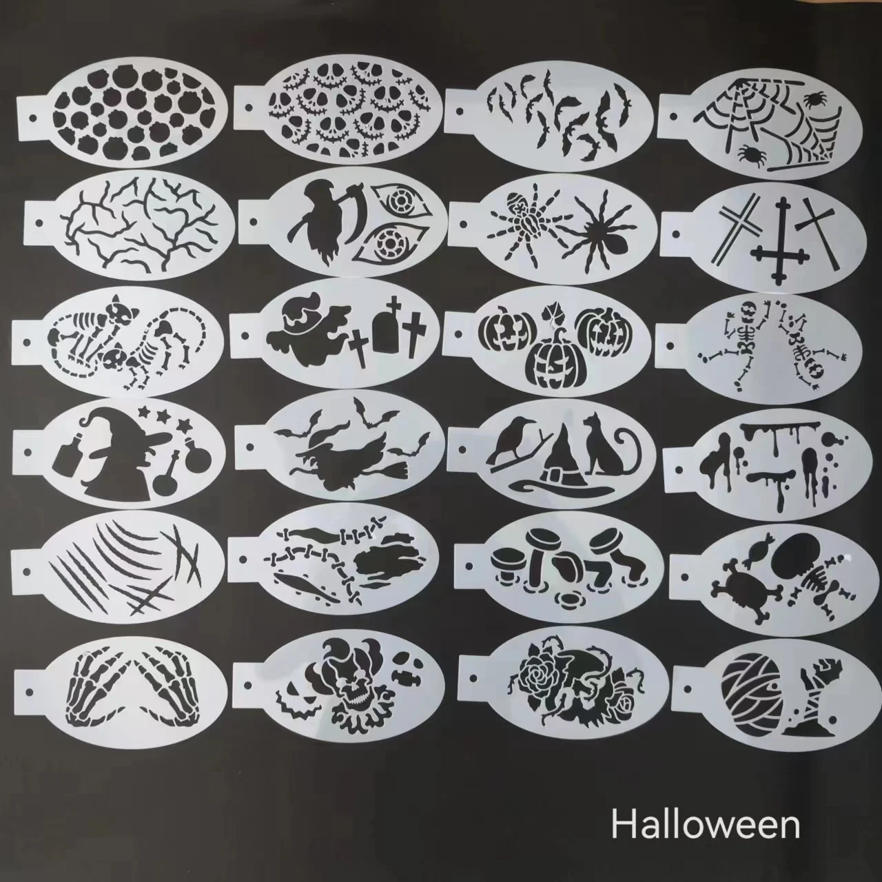 24PCS Stencils for Body Painting Face Art Halloween Birthday Party DIY Makeup Temporary Tattoos Reusable Stencils Plastics