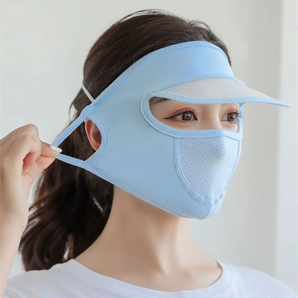 여성용 방진 통기성 아이스 실크 자외선 차단 보호 실드, 자외선 차단, 야외 스포츠 모자, 풀페이스 마스크