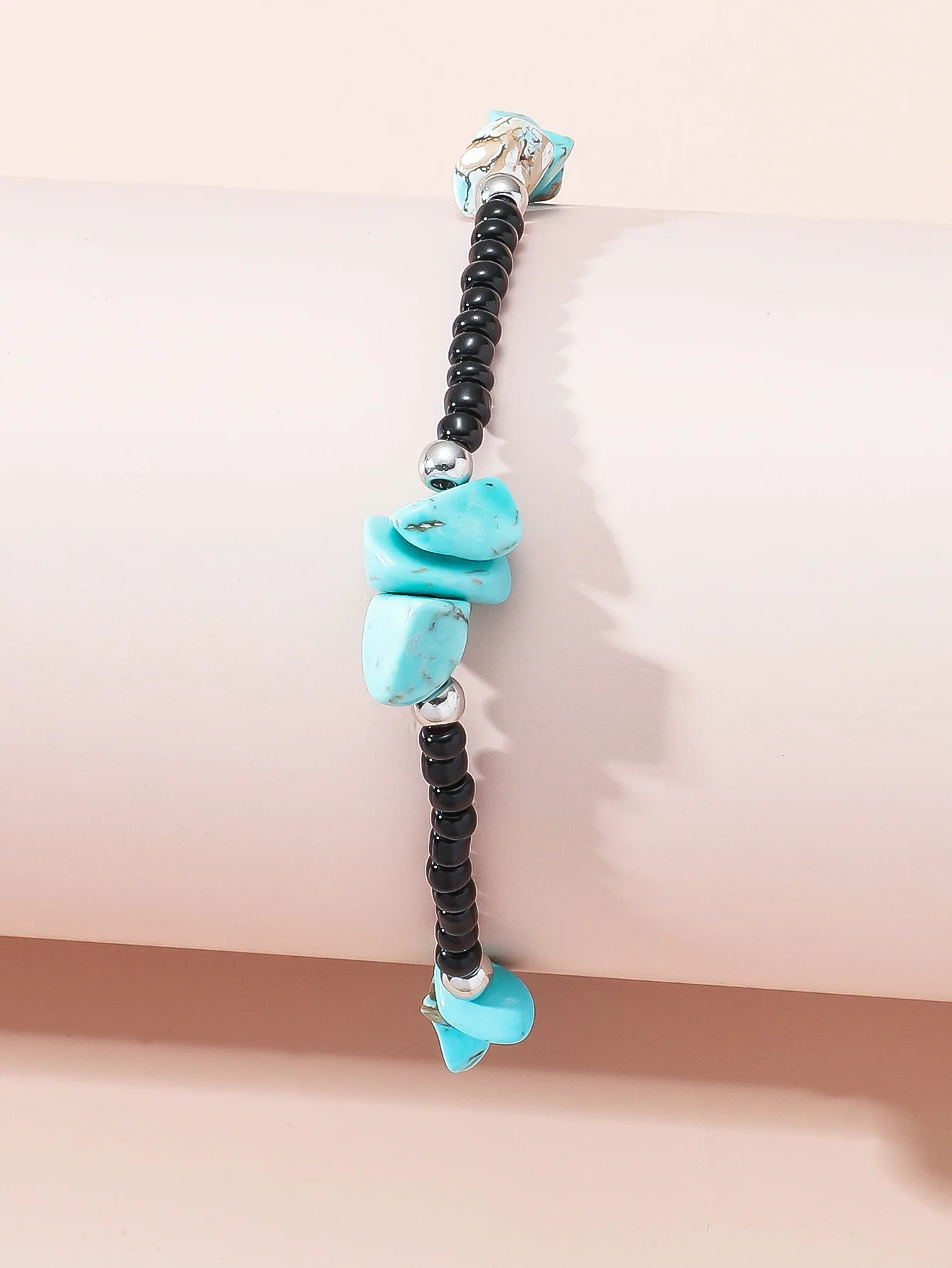 Trendy Turquoise Crushed Stone Anklet For Women Men  Handmade Bead Weaving Ankle Bracelet Valentine's Day Anniversary Gift