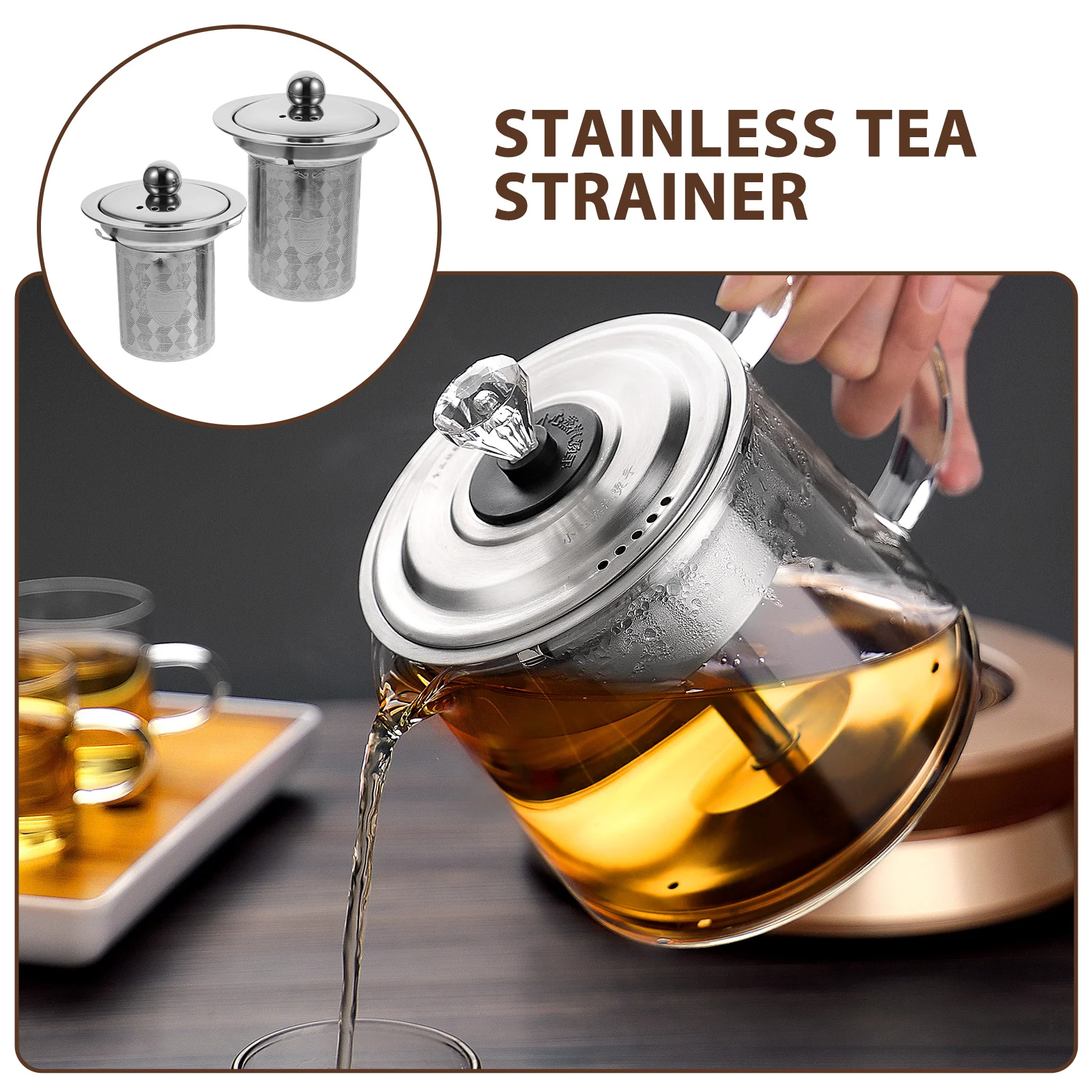 

2pcs 304 Stainless Steel Tea Filter Strainer Fine Mesh Reusable Infuser for Teapot Home Office Use Loose Tea Sifter