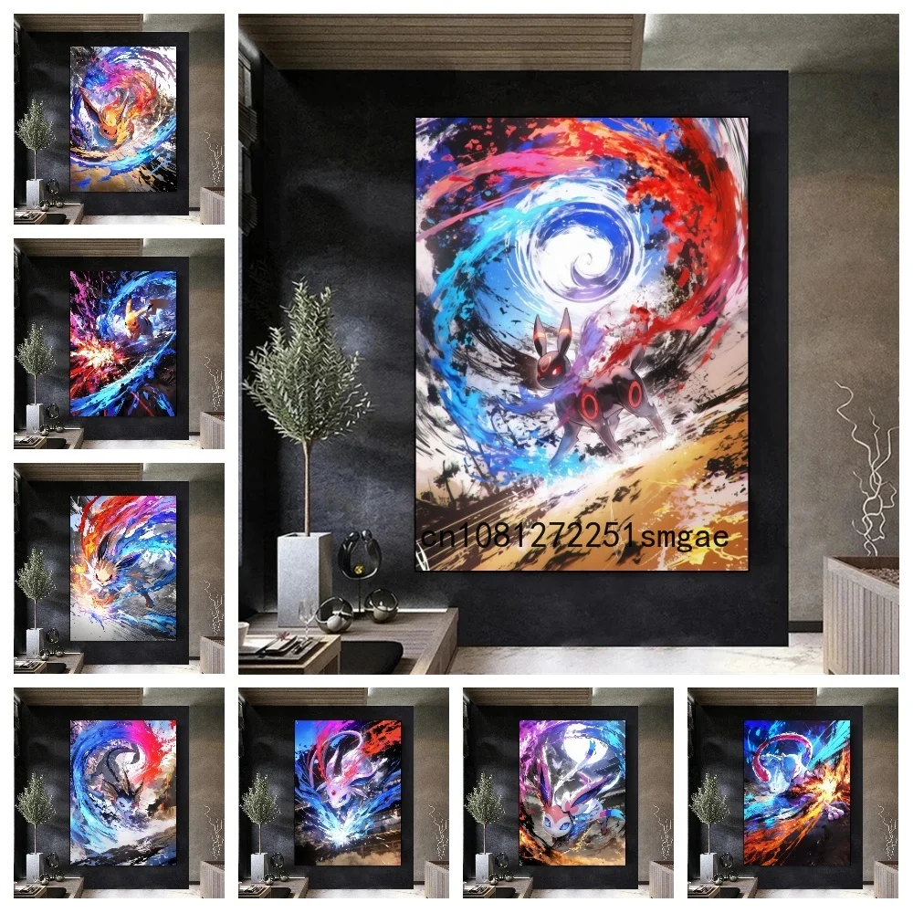 

Pokemon Anime Canvas Painting Bulbasaur Charmander Squirtle Poster and Print Watercolor Wall Art Picture Kids Home Decor Gifts