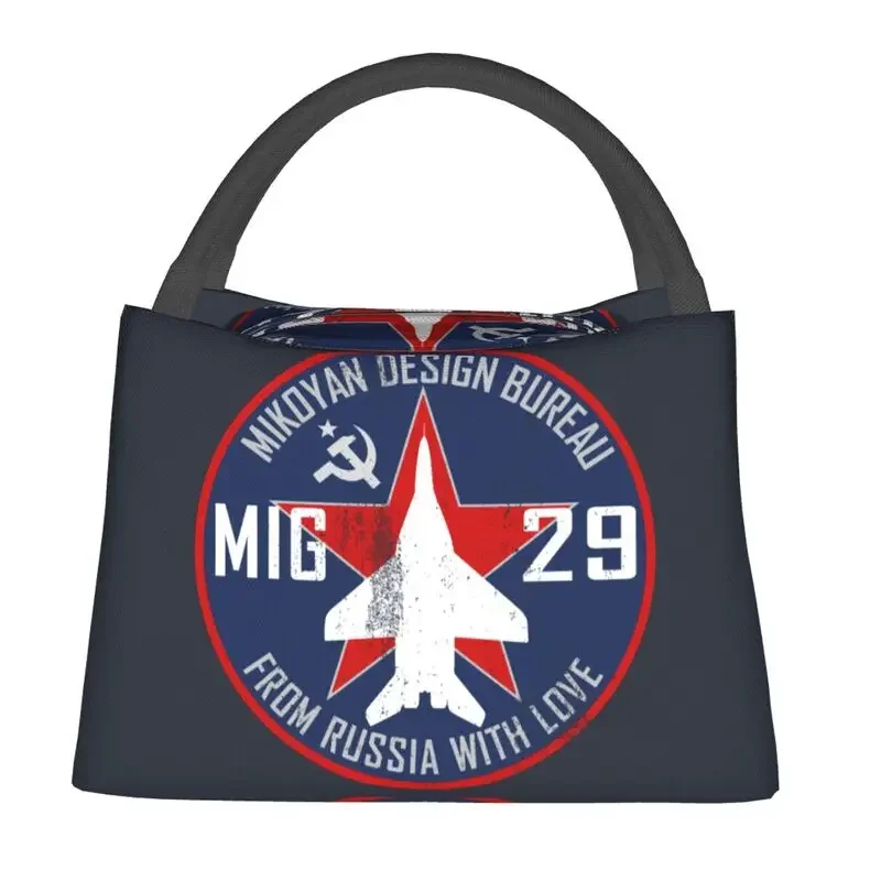 Mikoyan MiG-29 Russia With Love Jet Fighter Insulated Lunch Bags for Women Waterproof Pilot Aviation Airplane Thermal Lunch Tote