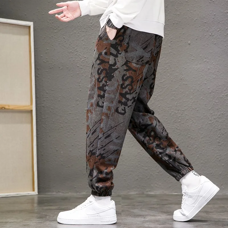 

Trousers Korean New Version Youth Spring And Autumn Lace-Up Casual Trousers Overalls Nine-Point Pants Men All-Match y2k Clothes