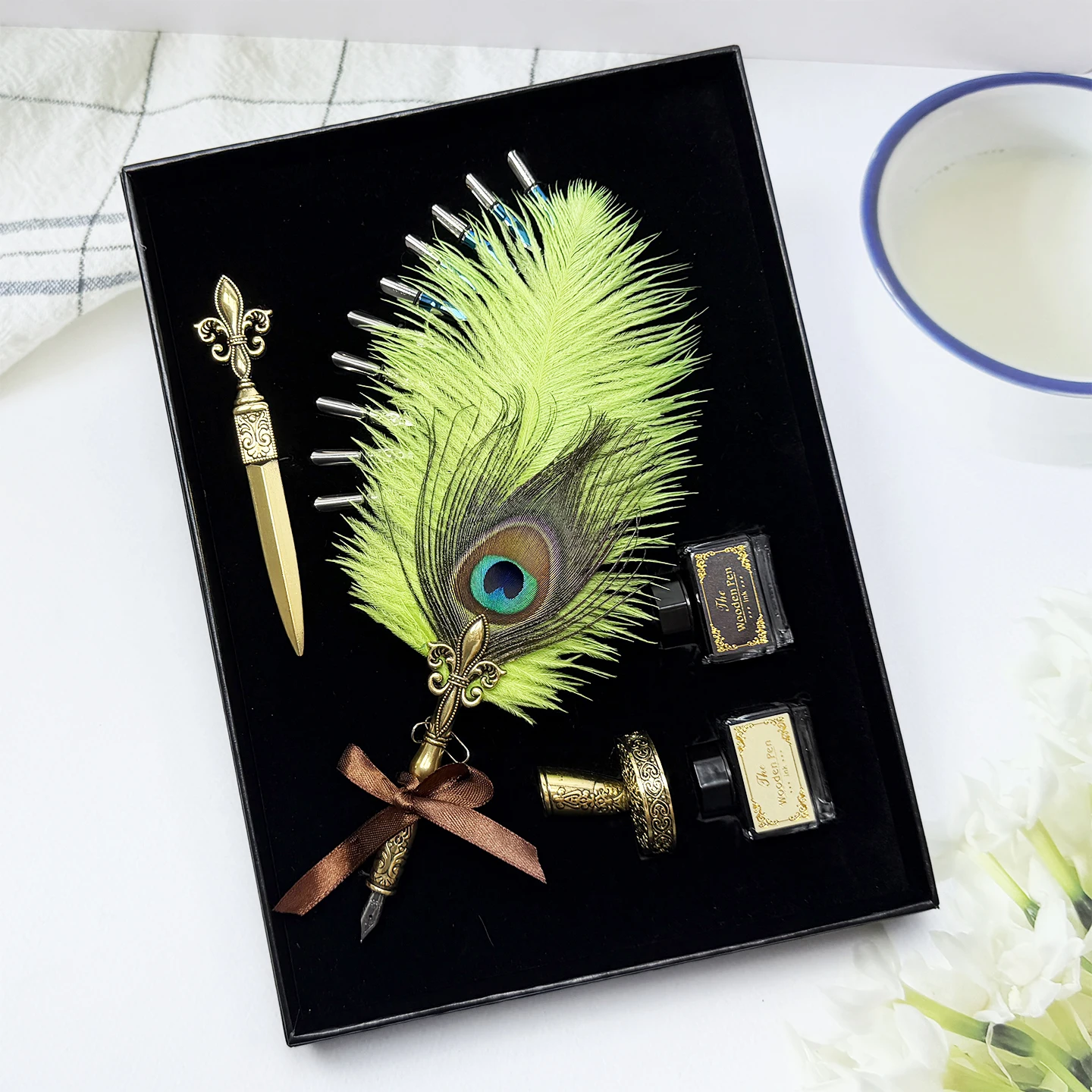 FEATTY Calligraphy Pen Stationery Feather Dip Pen Quill Gift Set TS261002-T04