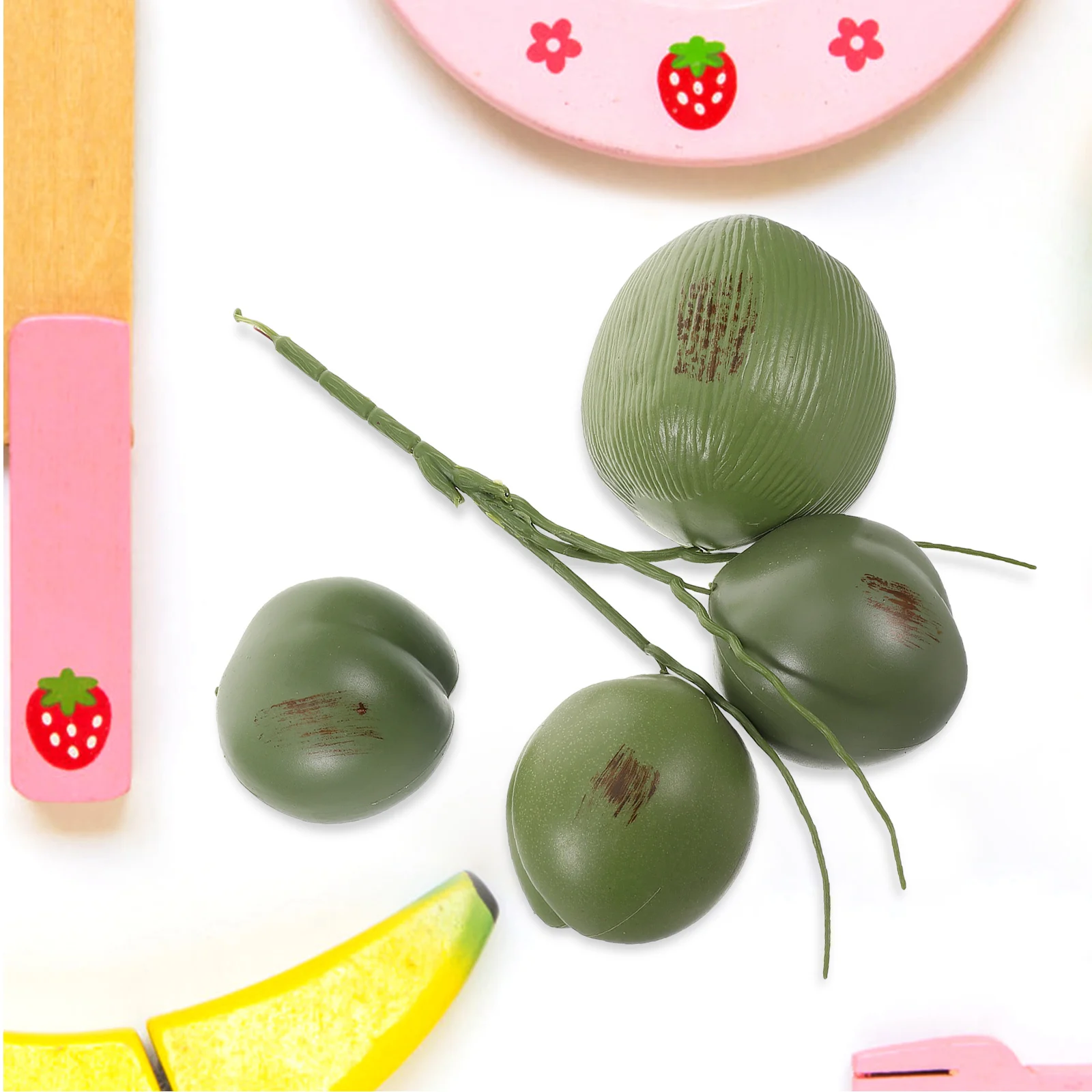 

Artificial Fruit Decoration 3 Head Coconut Bundle Small Size Plastic Faux Coconut Model Realistic Texture Photo Props Home Store