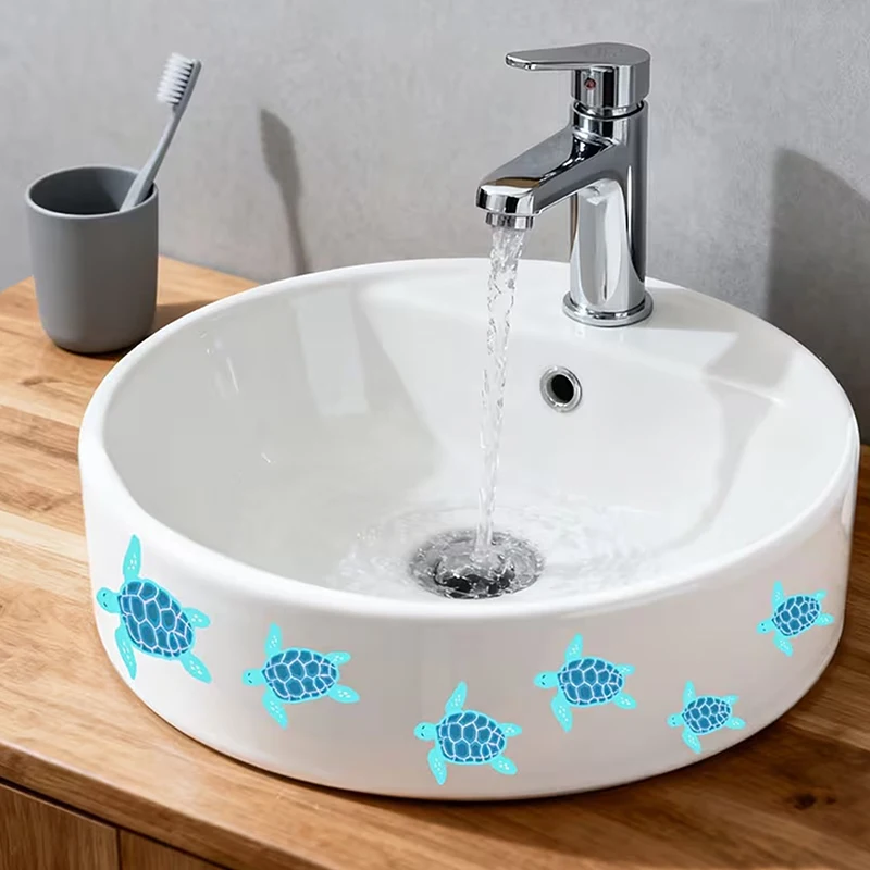 1pc new Glow-in-the-Dark Turtle Bathroom Stickers Self-adhesive Sink Wall Sticker Waterproof Bathroom, Bedroom Decals Home Decor