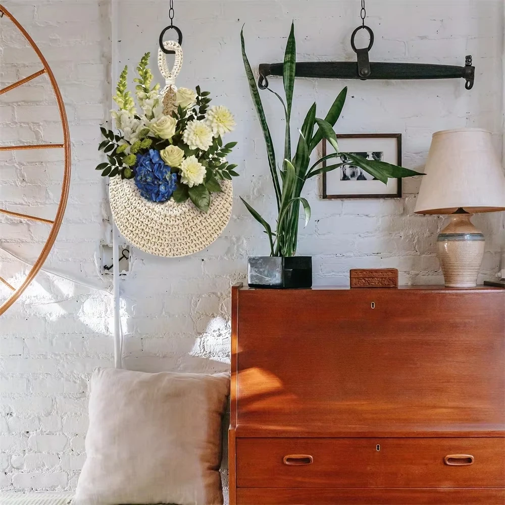 Hanging Fruit Baskets for Kitchen Boho Wall Holder Teardrop Produce Basket for Fruits Vegetable Potato Onion Storage