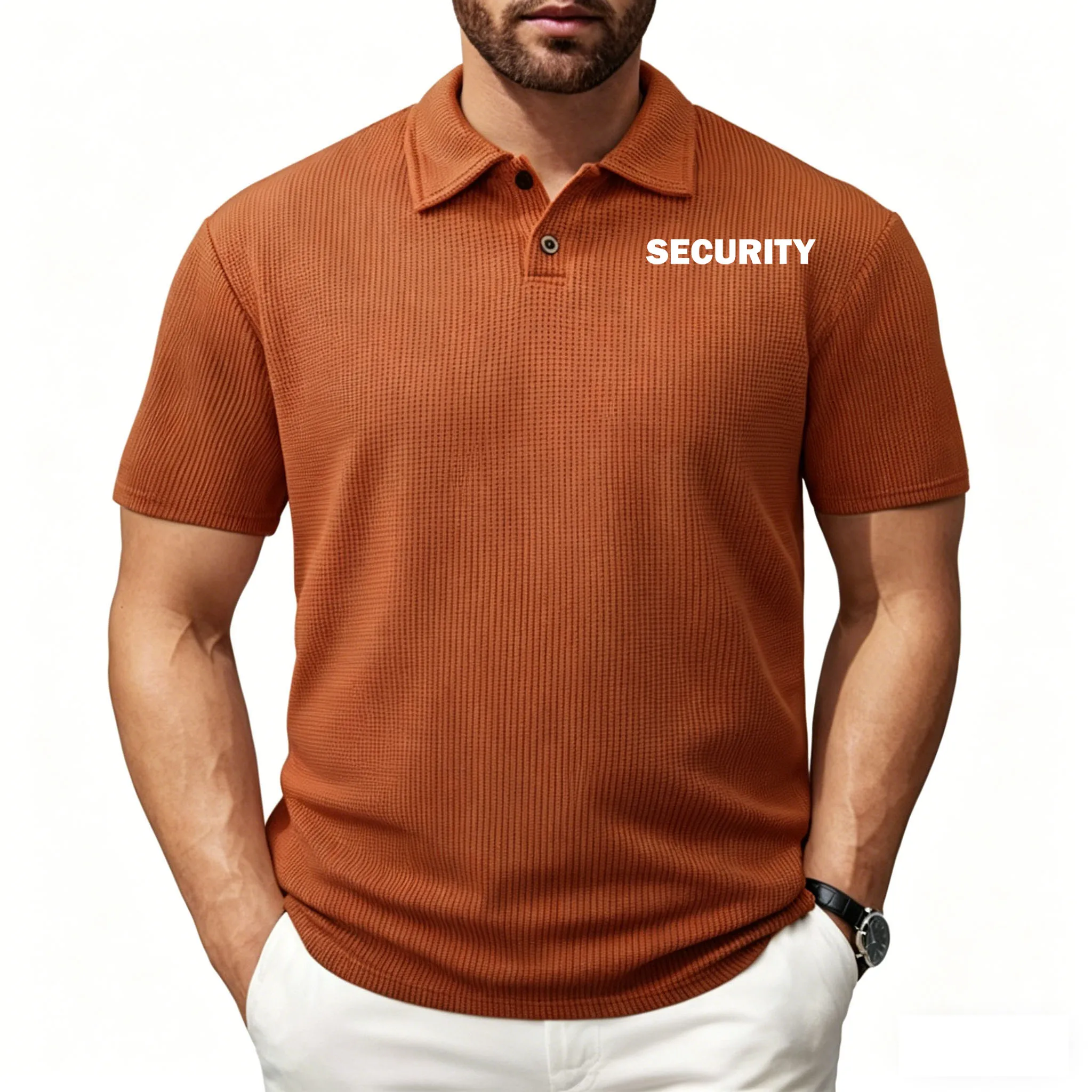 Versatile Top Polo Shirt Men Quality Security print Summer Short Sleeve Polo Casual Business Social Mens Lapel T-shirt
