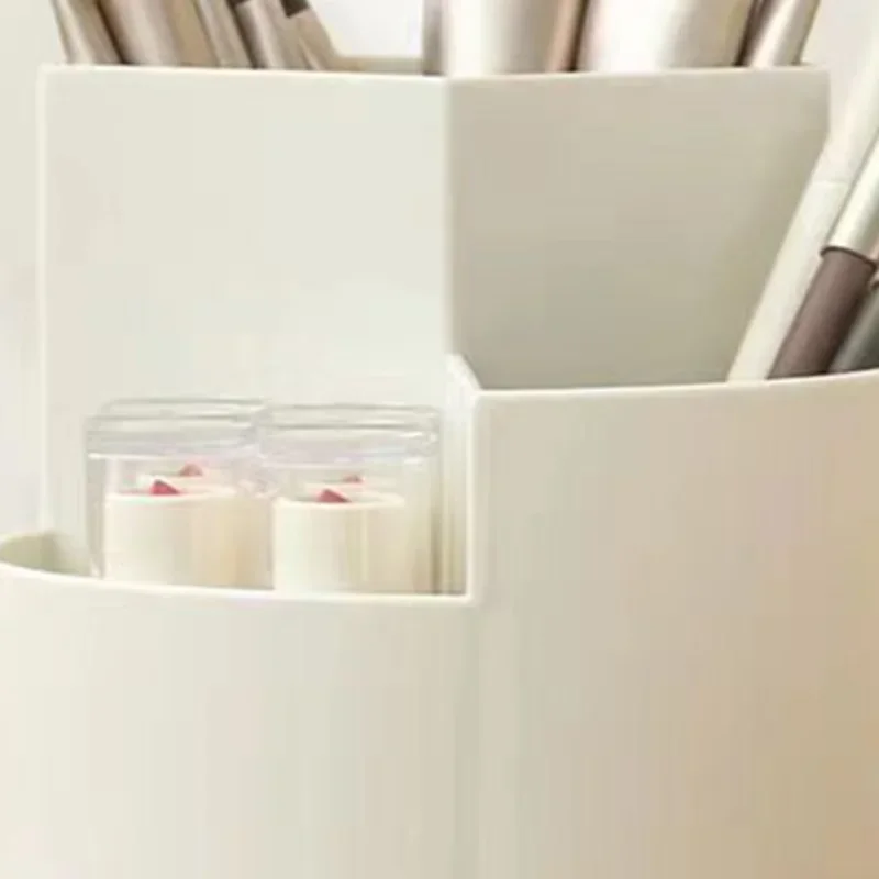 White Rotating Pencil Holder Office Desktop Multifunctional Storage Beauty Stationery Tools Layering Division Organizer