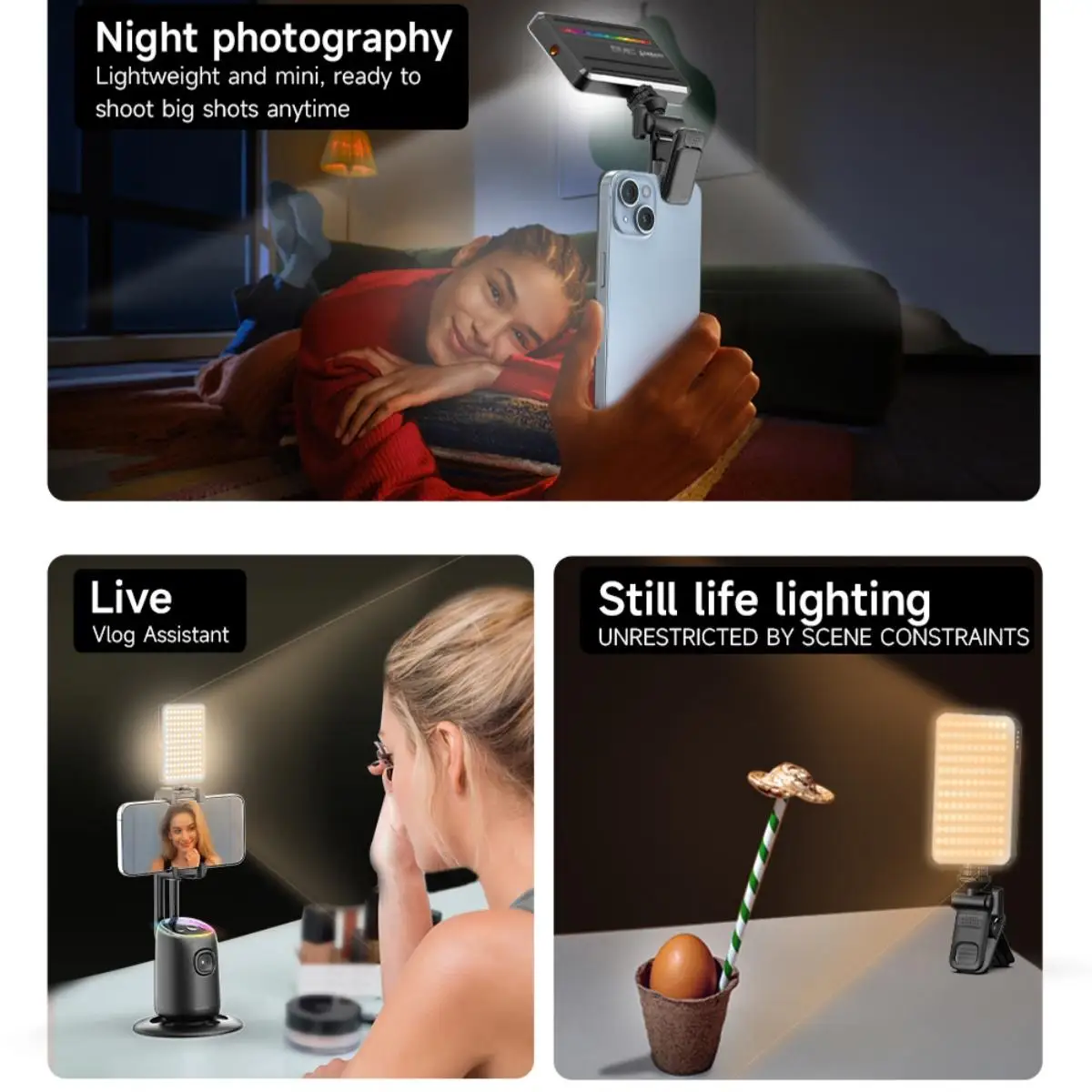 ZIICOYO luce di riempimento per telefono con cambio colore RGB - Illuminazione ricaricabile da 3000 mAh per illuminazione su treppiede e video