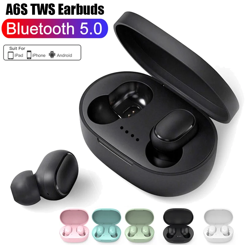 A6S TWS Bluetooth Earphone HIFI Stereo Noice Cancelling Headset Dual Connection Wireless Headphone Sport Earbuds With Microphone