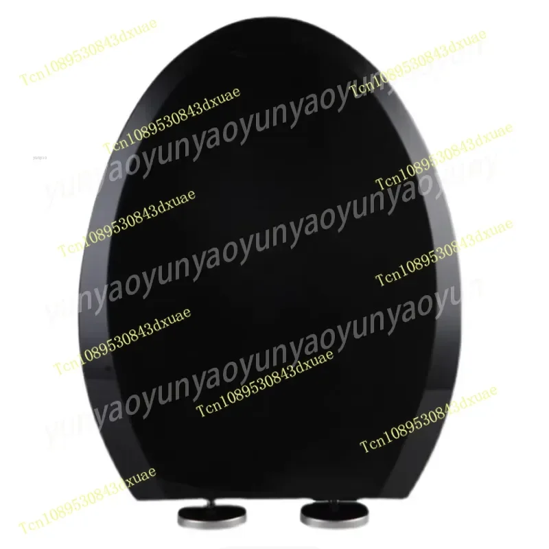 Universal Black Soft Close Toilet Seat, Thickened Quiet Hinges for Old V U Shape Round Bowl Replacement Cover