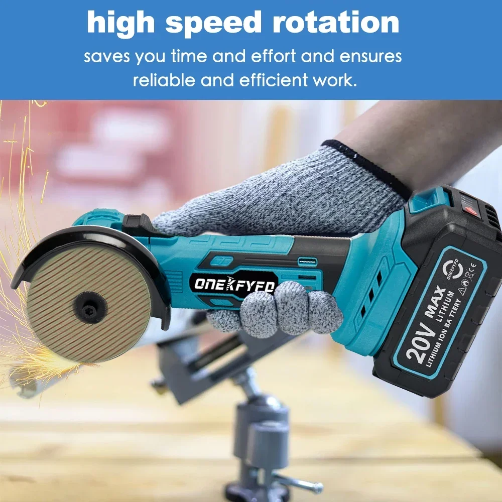 Imagem -03 - Onekfyfd Mini Rebarbadora Elétrica sem Escova de Polegadas 76 mm Recarregável 180 ° Máquina de Polimento de Rotação para Bateria Makita de 18v