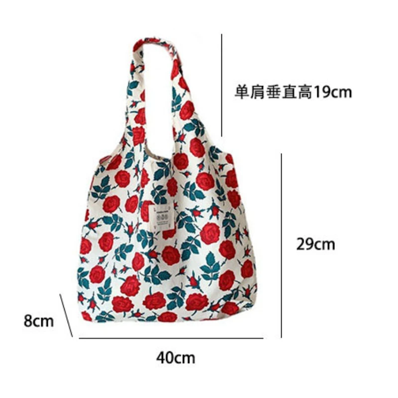 Youda-Bolsa de ombro de algodão floral vintage para mulheres, bolsa simples, grande, com capacidade casual, sacolas compradoras, estilo novo