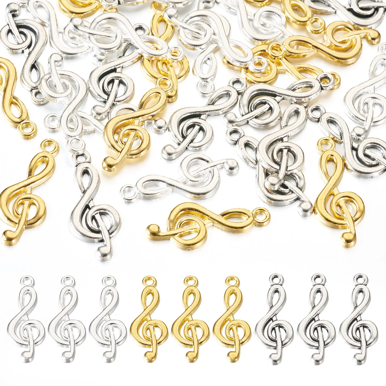 

30Pcs Treble Clef Pendants Cadmium Free & Lead Free Musical Note Mixed Color for Making DIY Jewelry Eardrop Necklace Bracelet