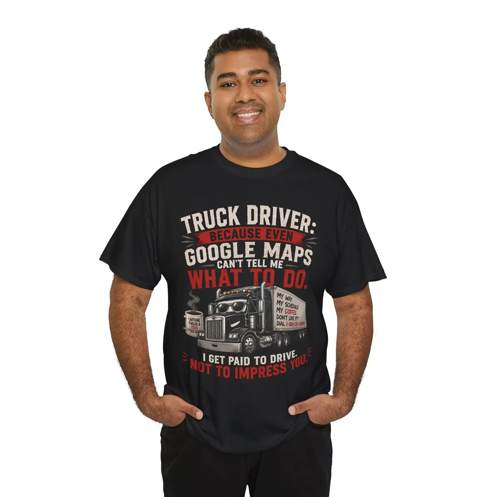 Truck Driver T Shirt Semi Coffee Route Map Humor vintage Washed Comfortable Versatile Unisex Soft fashion designer clothes