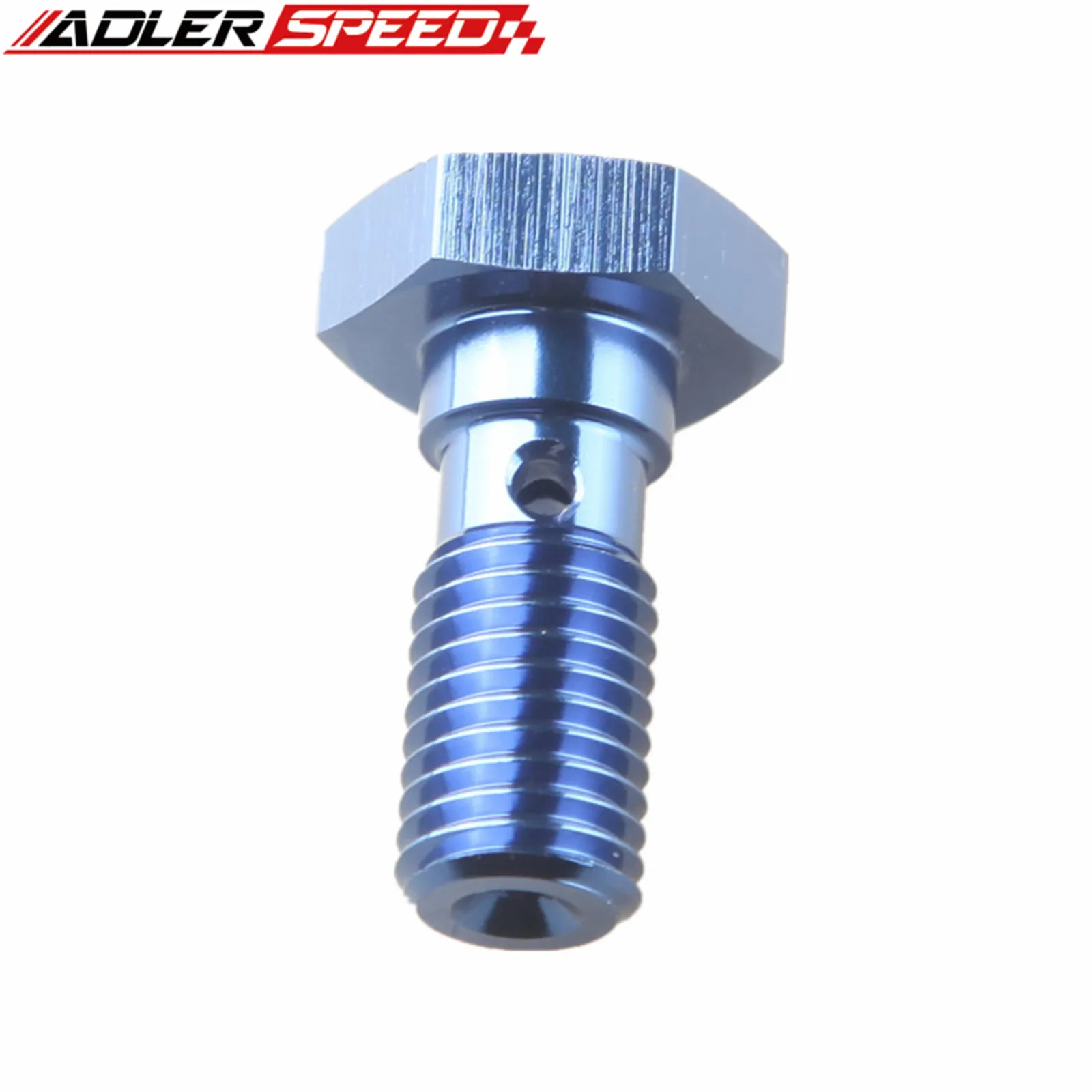 ADLER baut kecepatan Banjo, Adaptor rem baut Banjo bahan Aloi Aluminium M8 X 1.0 warna hitam/biru