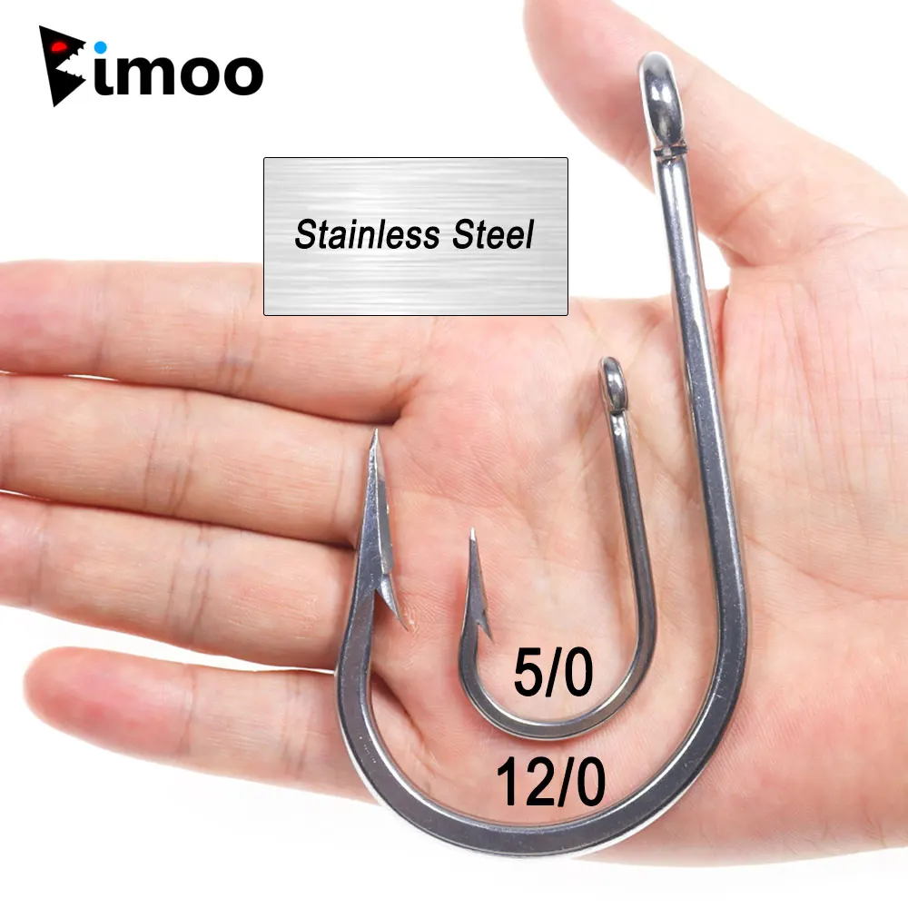 Bimoo 5/0 ~13/0 Stainless Steel Saltwater Fishing Hook Heavy Duty Hook For Big Game Fishing Chunking Jigging Tuna Shark Fishing