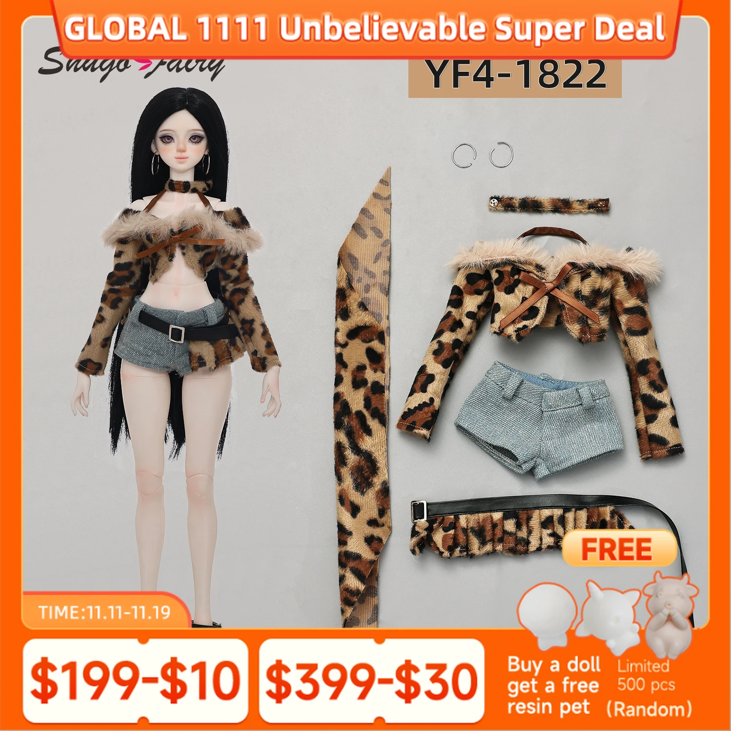 

Одежда Bjd 1/4 Bjd Doll Bariy Body Большая грудь Модный стиль Shuga Fairy Оригинальная коллекция с нарядным и аксессуарами Полный комплект