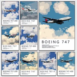Airplane Poster Boeing-777/747/787 Fighter Aircraft Aviation Artwork Canvas Painting Military Enthusiast Gift Home Decoration