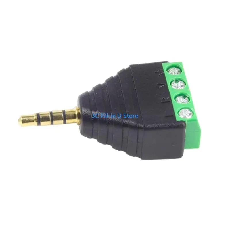 G8TA 3.5mm Male/Female Terminal Block 4 Pin Stereo Plug Ergonomic Grip Screw Headphone Bolt Screw Solderless