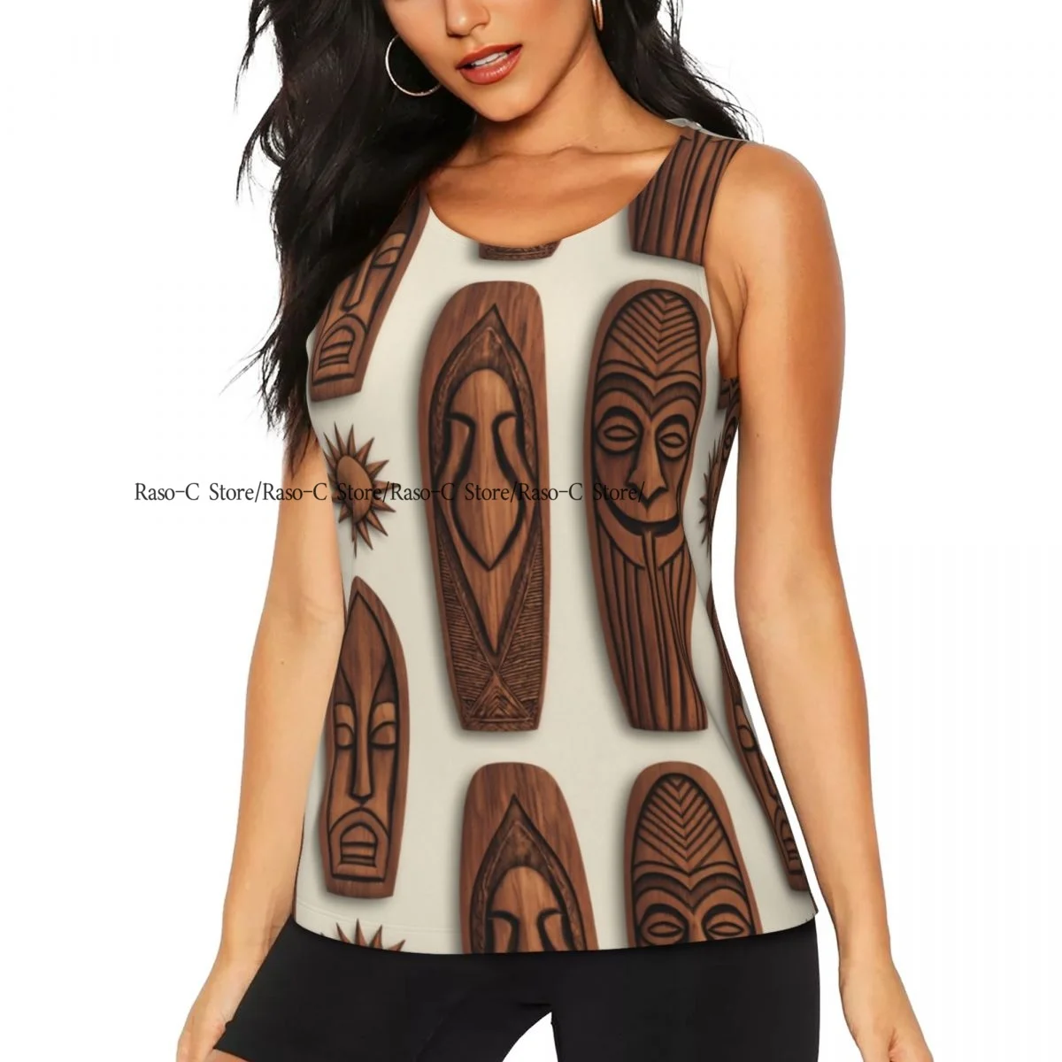 Women's Sleeveless Yoga Tank Top Wood Surfing Boards And Signs Pattern Quick Dry Running Training Sports Vest Yoga Shirts