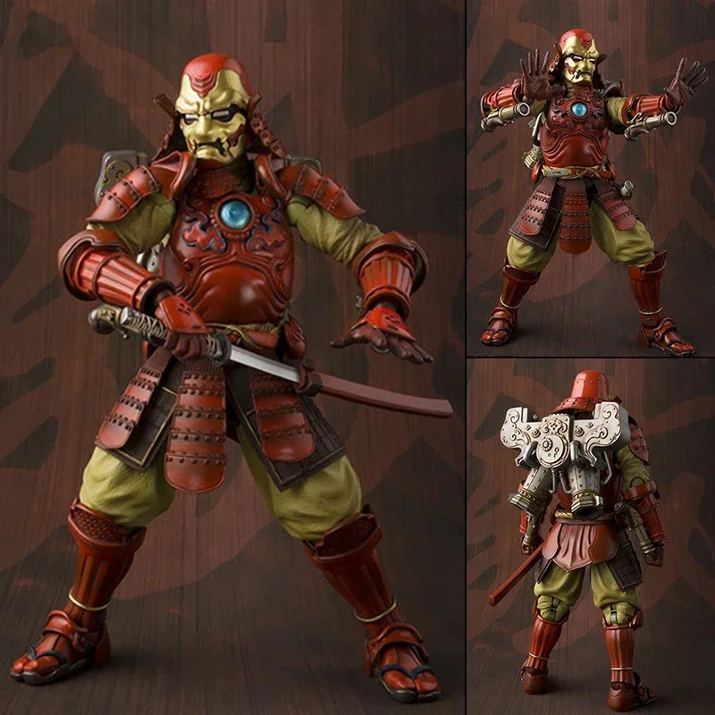 Marvel Figure Samurai Series Statue Spiderman Ironman Deadpool Action Figures Movable Joints Collectible Model Decor Toy