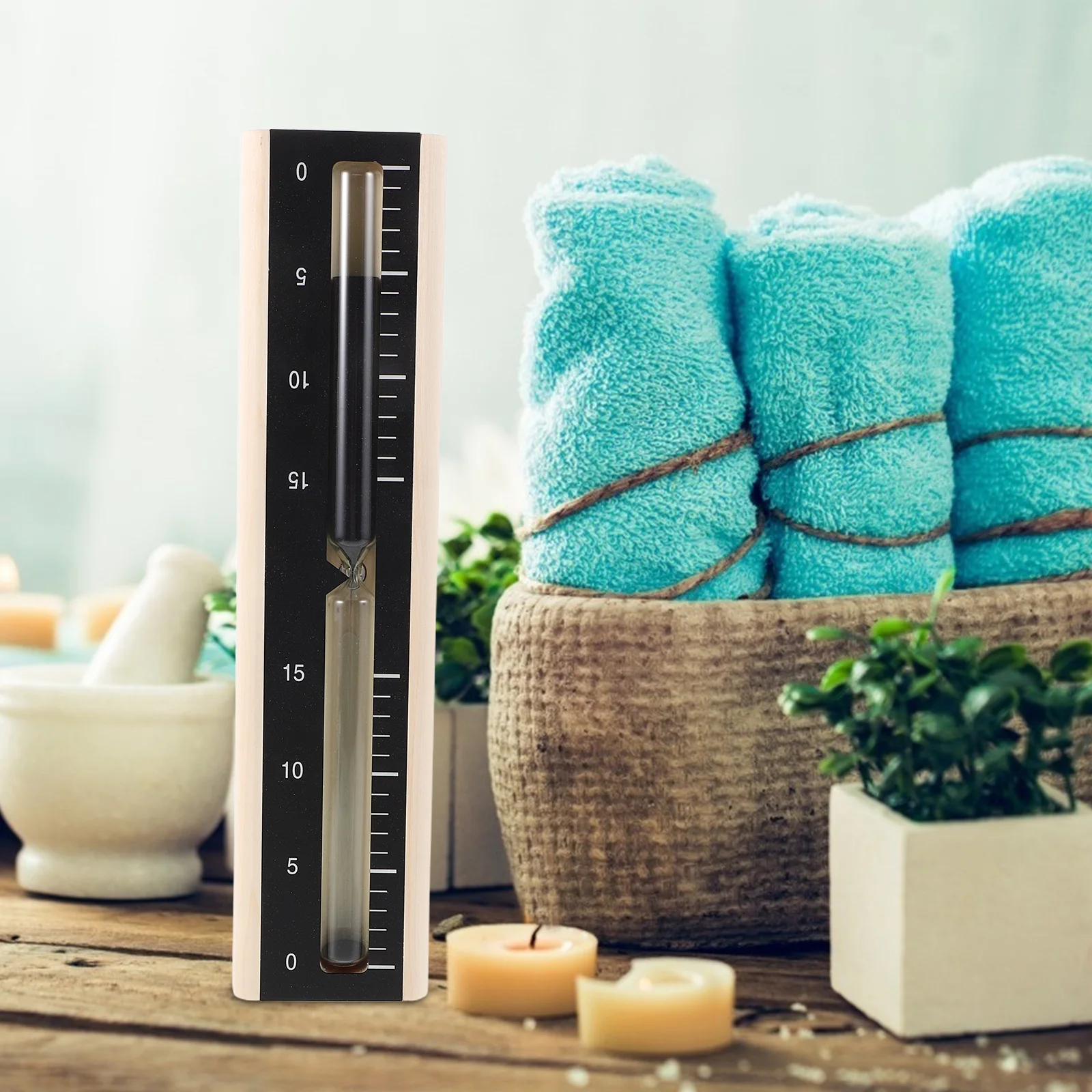 

Sauna Timer Hourglass Clock Sand Timing 15 Minutes Sandglass with Culinary Wooden Chefs Cooking Egg Child