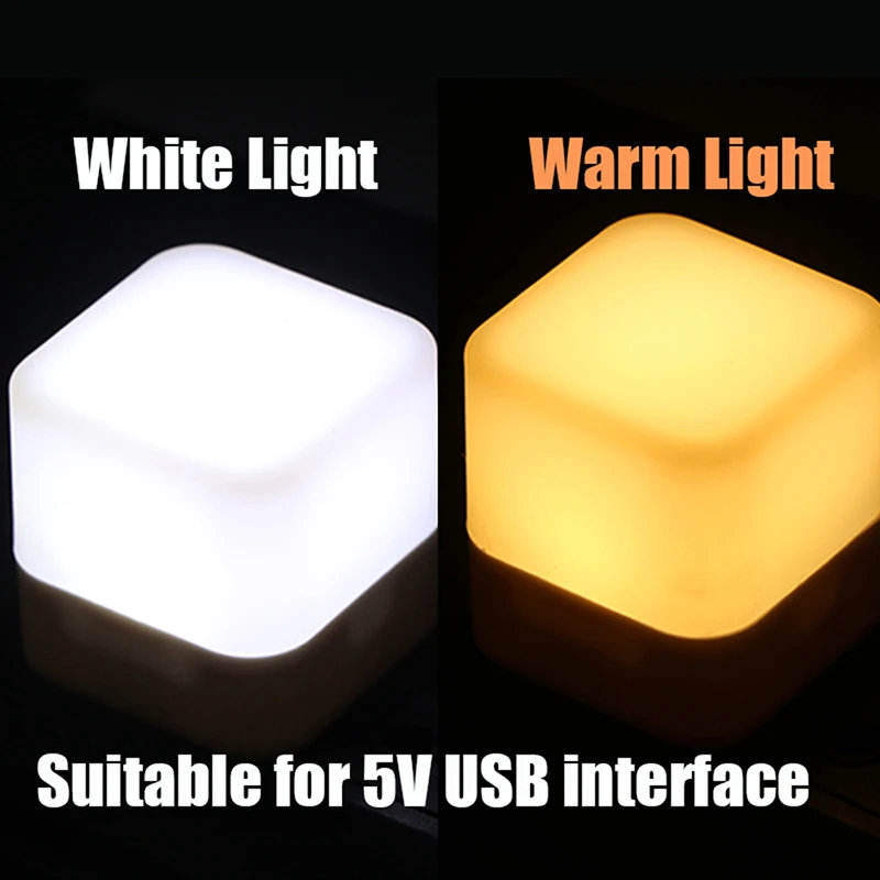 Lampu malam Led Mini USB portabel, pelindung mata persegi untuk komputer meja pengisi daya ponsel 1 buah