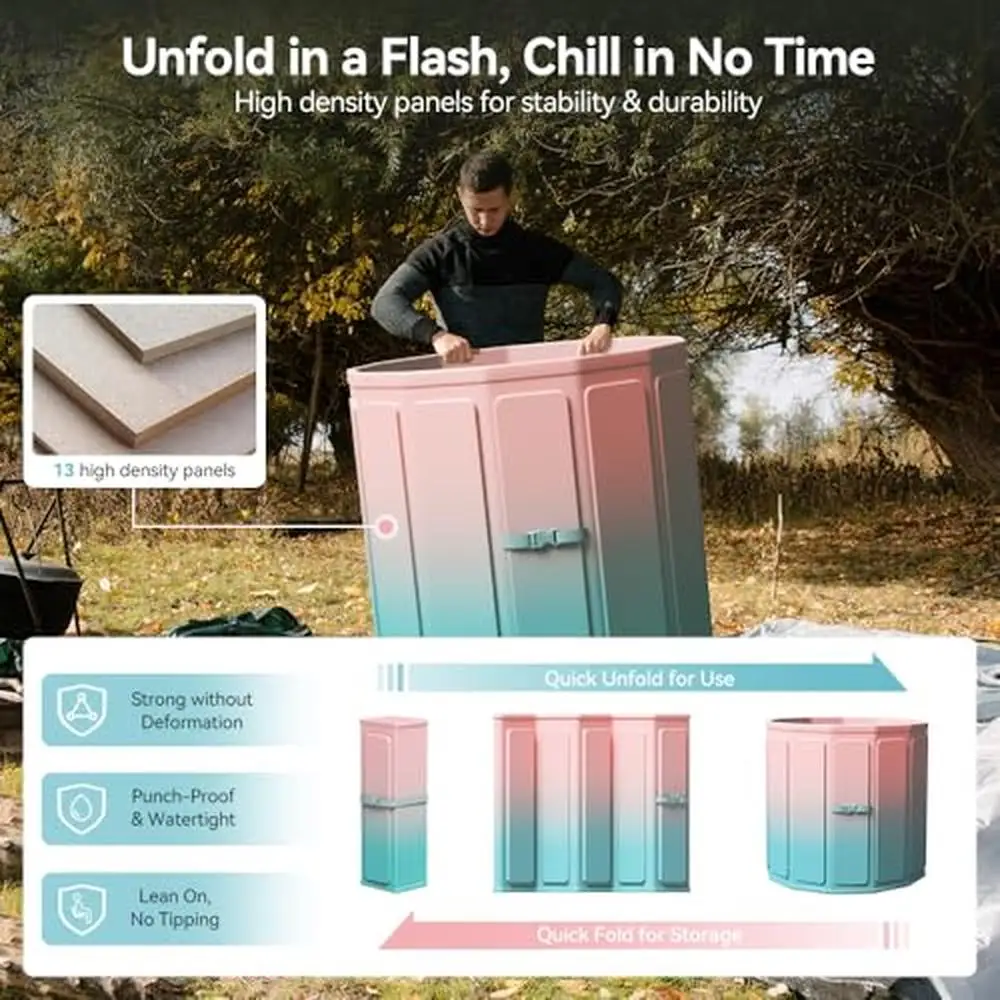 Foldable Ice Bath Tub Large Size 77 Gal Muscle Recovery Outdoors Gyms Quick Opening Portable Cold Water Therapy No Installation