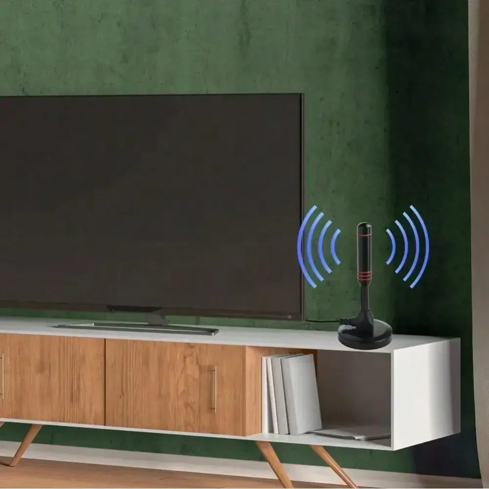 HD Dijital TV Anteni Kapalı Güçlendirilmiş dab anteni 200 Mil Amplifikatörlü Ultra HDTV VHF/UHF Hızlı Tepki Dış Mekan Anten Seti