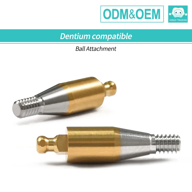 6 Set OEM Factory Direct Titanium Ball Abutment Set for Dentium with Housing Silicone Cap & Dental Attachment