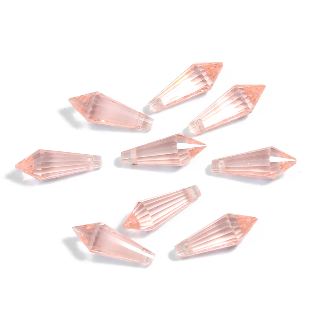 20PC Faceted Prism Awl Cone Diamond Shape Crystal Single Pointed Earring Jewelry Pendant Chandelier Aurora Suncatcher Part Decor