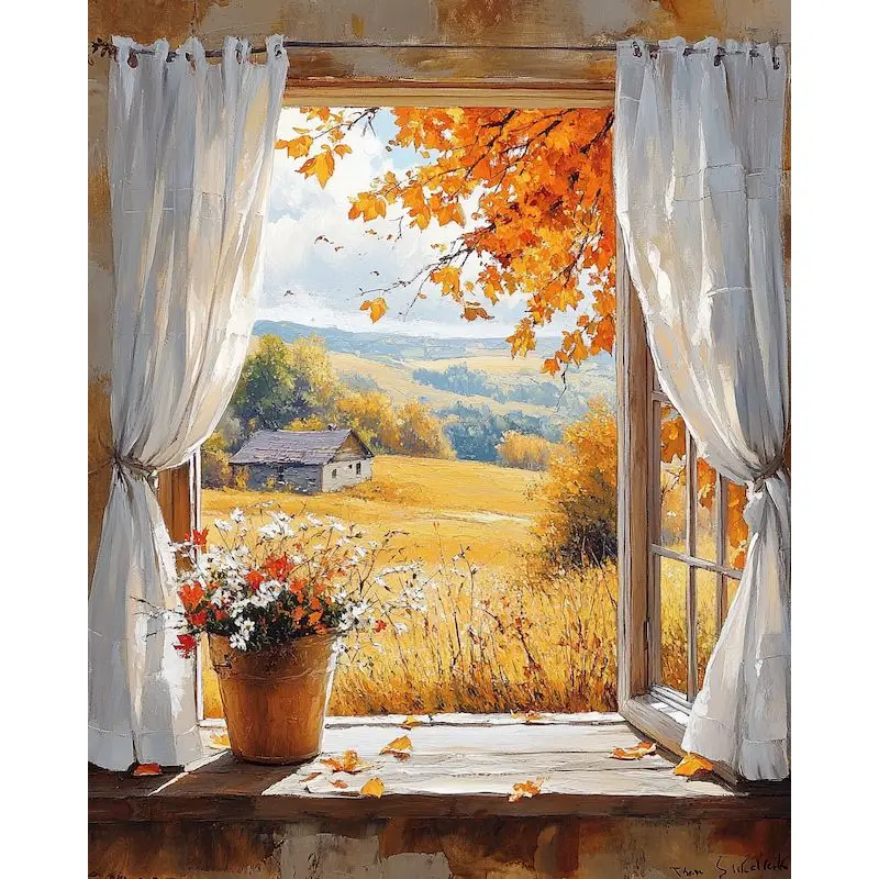 GATYZTORY Painting By Numbers Home Wall Decor Drawing By Numbers Rural Scenery Easy Acrylic on Canvas Art Supplies Picture With