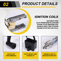 T48C_Engine CDI Ignition Coil Magneto Stator Coil Spark Plug Kit for 2 Stroke 49Cc 50Cc 60Cc 80Cc Motor Bike Bicycle