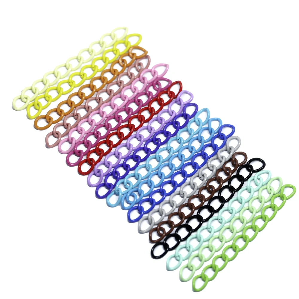 50Pcs/Lot 5cm Length Iron Painted Links Colorful Metal Extension Chains for Jewelry Findings & DIY Accessories