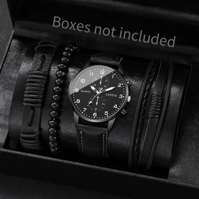 4/5 szt. Modne męskie zegarki męskie biznesowy zegarek kwarcowy Vintage skórzane bransoletki zestaw Reloj Hombre (bez pudełka)