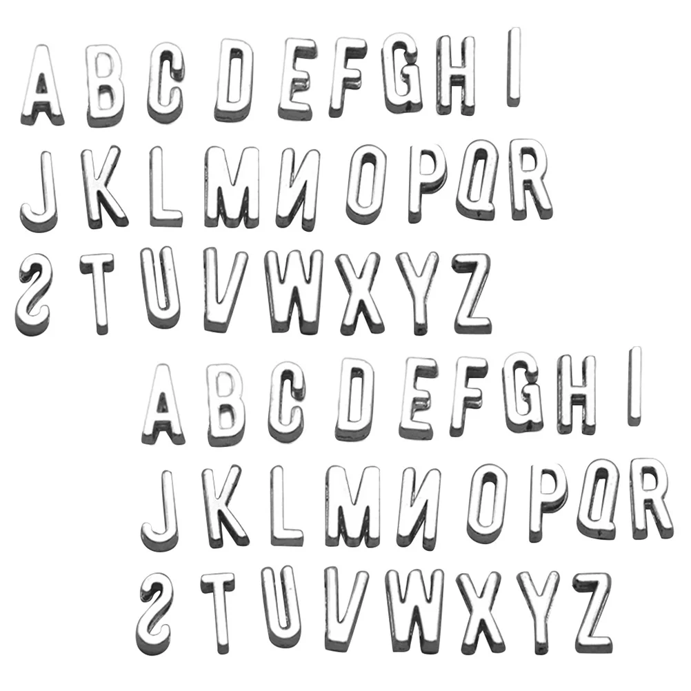 

52 Pcs Alloy Letter Charms DIY Jewelry Making Perforated Alphabet Pendants Bracelets Necklace Keychains Metal Accessories