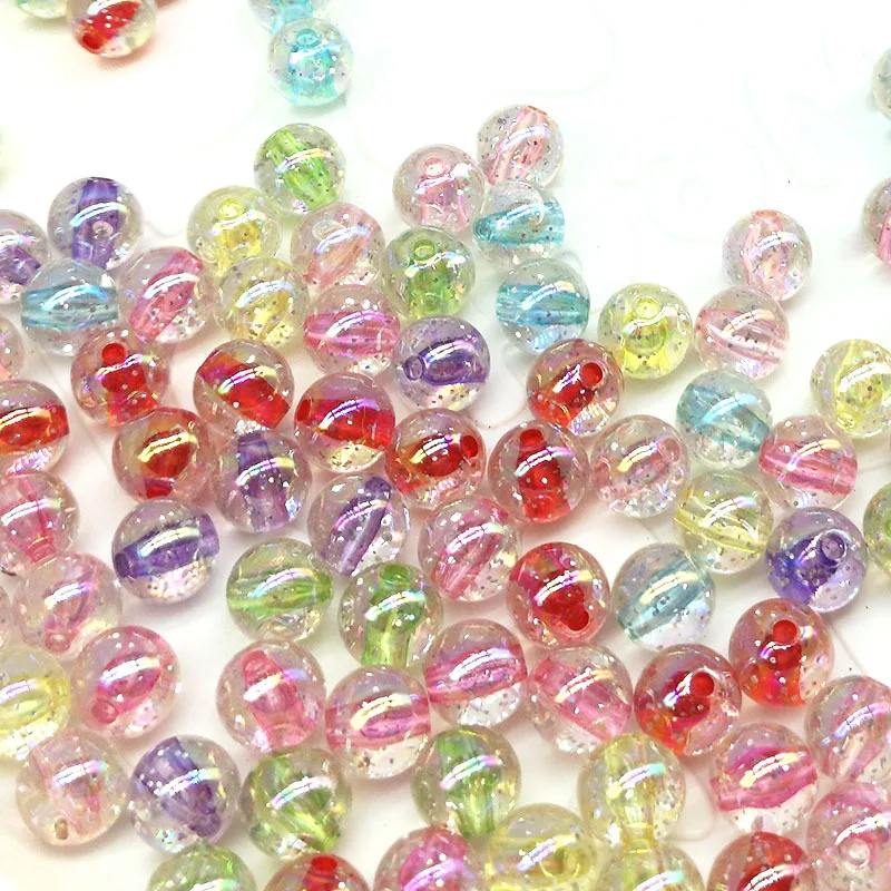 10mm Acrylic Beads Fantasy Round Beads DIY Beads Children's Handmade Bracelets Hair Rope Headwear Material Wholesale