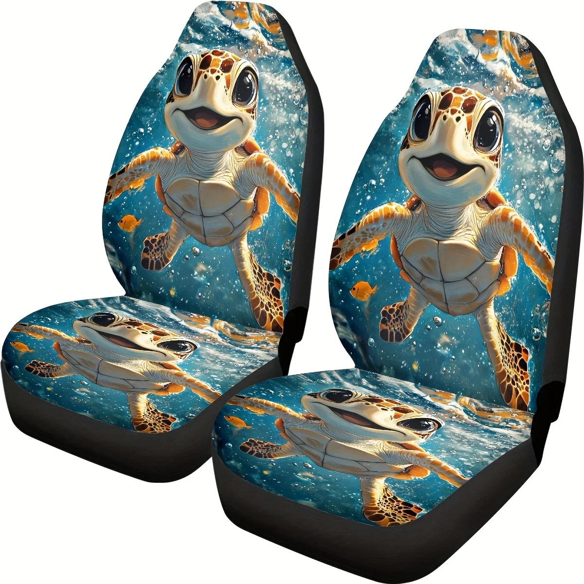 

2pcs Cute Sea Turtle Print Car Seat Covers, For Women And For Man, Universal Auto Front Seats Protector Fits For Car, SUV Sedan,