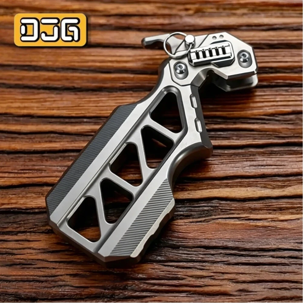 DJG EDC Destroyer Titanium Handle Composite Toy Ratchet Fidget Spinner Push Slider Ring Spinner Tuning Fork Fidget Toys Adults