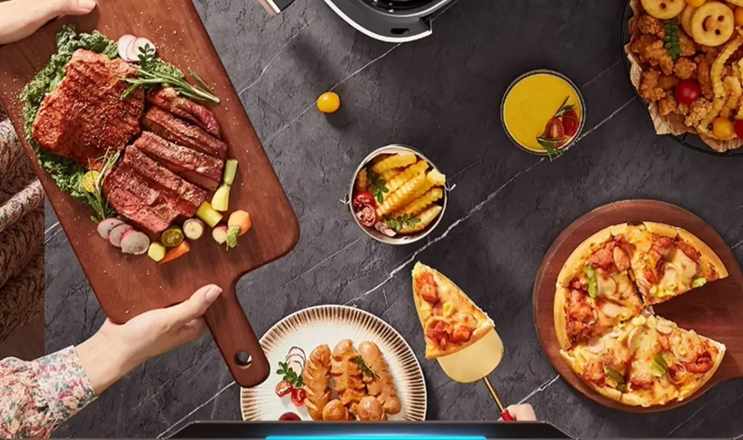 مقلاة هوائية ميديا 220 فولت مزودة بمرئية خالية من الزيت ومتعددة الوظائف وسعة كبيرة ذكية